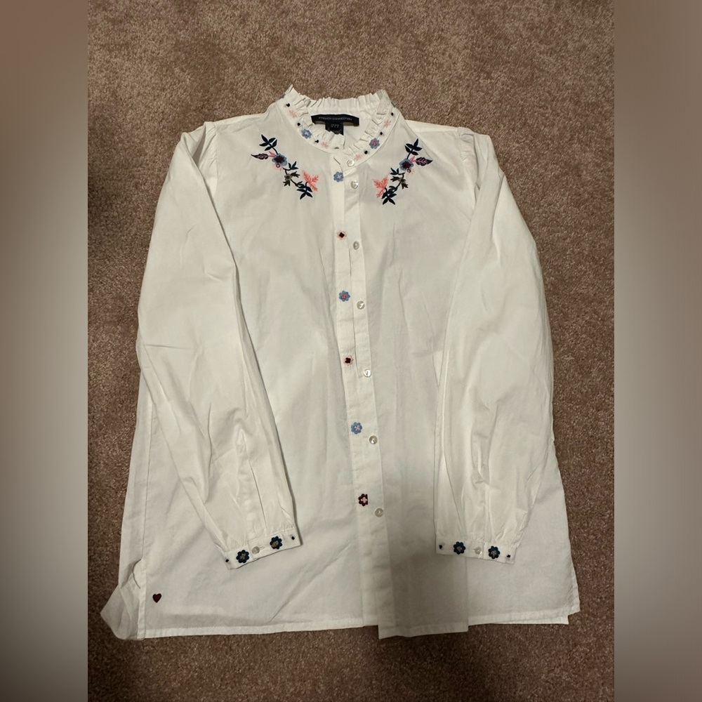 French Connection blouse with floral embroidery